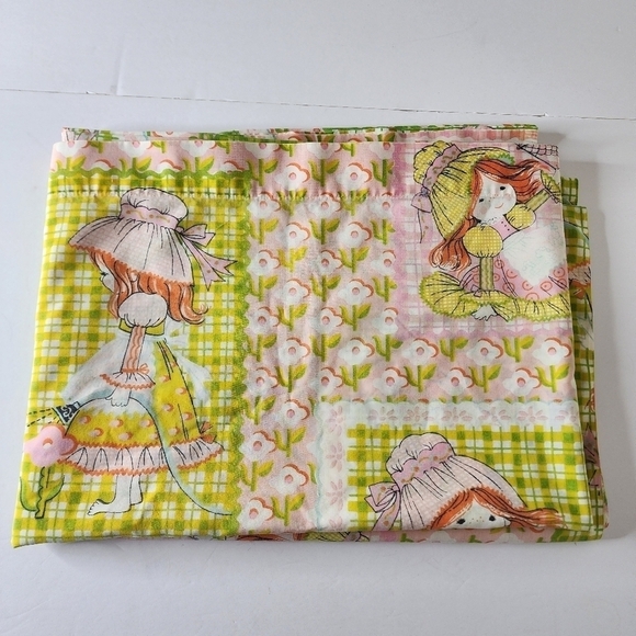 70s Katie’s Patchwork by Sears Holly Hobbie Style Twin Flat Sheet by Sears - Picture 9 of 9